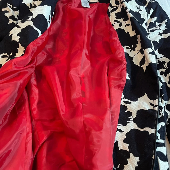 Rena Rowan Designer Blazer White w/ Large Black Florals Women's Size 14 - Picture 3 of 7